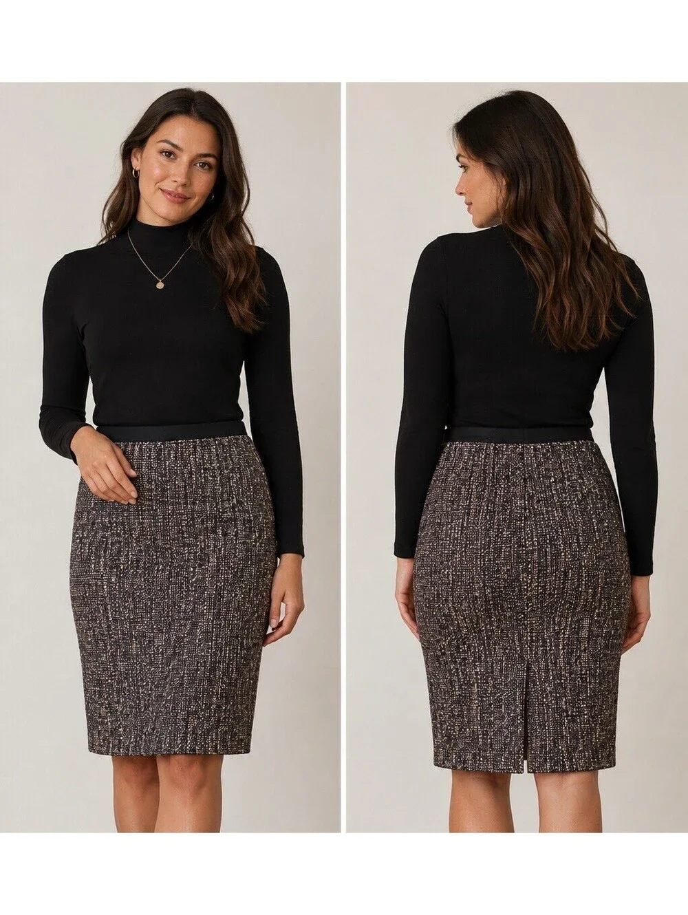 Ann Taylor Tweed Pencil Skirt Size 8 Wool Blend Multicolor Lined Career Preppy